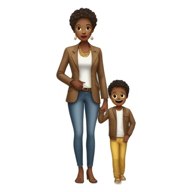 african american mom luxurious expensive clothes with son wearing poor clothes sticker
