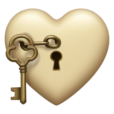 vintage beige heart-shaped lock and key sticker