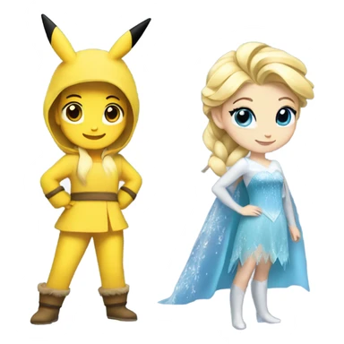 anna and elsa dressed up in pikachu costumes sticker