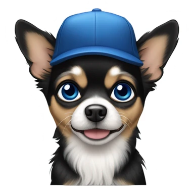 Old man blue eyes goatee beard ball cap and cute black long fur Chihuahua sticker