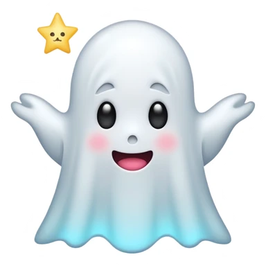 ghost kawai star white sticker