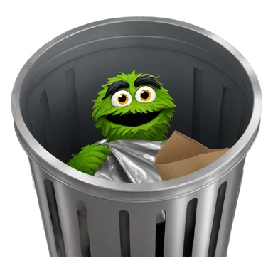 oscar the grouch inside metal trash can sticker