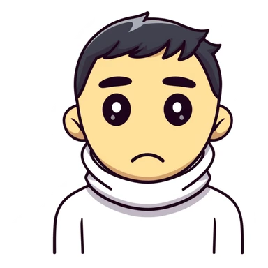cartoon face with two hands around neck, wide eyes, annoyed face sticker