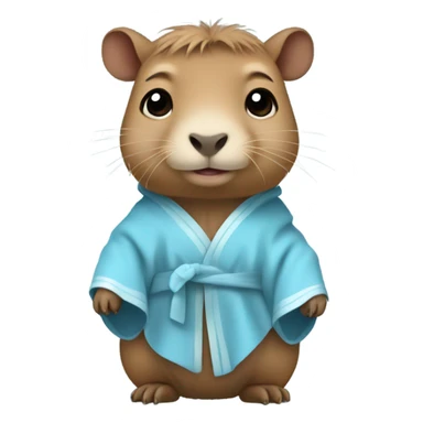 baby capybara in light blue robe full body sticker