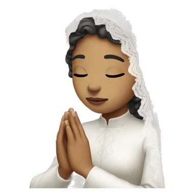 Light skin girl praying with eyes closed and lace white veil  sticker
