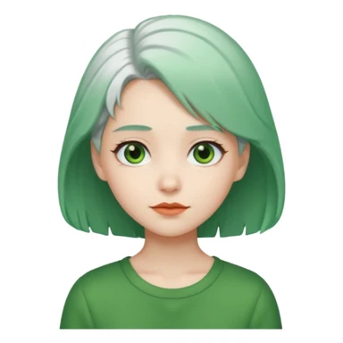 girl with white hair green hair clip sticker