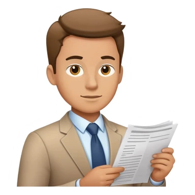 male office worker reviewing paperwork sticker