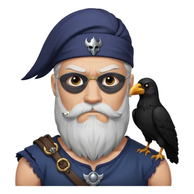 odin with eyepatch and raven on his shoulder sticker
