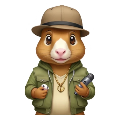 dinosaur dressed as a rapper with a guinea pig sticker