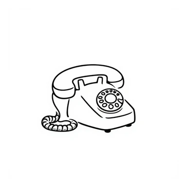 A simple hand-drawn corded telephone with handset and curly cord sticker