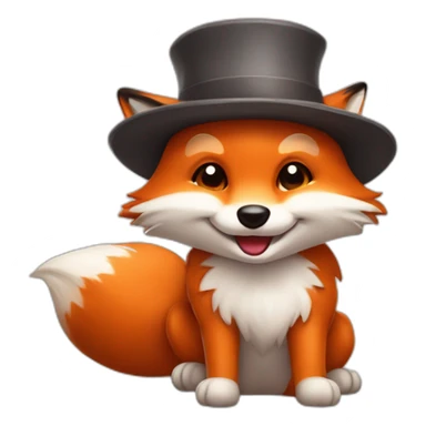 happy fox with a little hat sticker