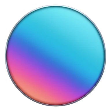 Credit coin in gradient of turquoise, blue, pink, purple, and coral as the main surface sticker