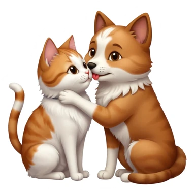 dog kissing a cat sticker