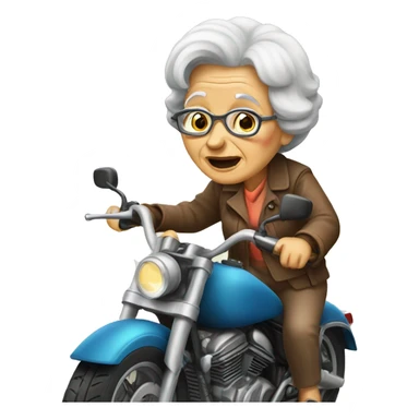 Old lady in a motorcycle  sticker