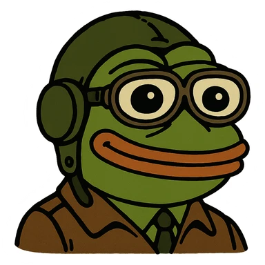 Pepe the Frog as a pilot with aviator glasses and cap, meme style sticker