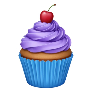 Cupcake: blue cream, purple paper, sparkless with cherry on top  sticker