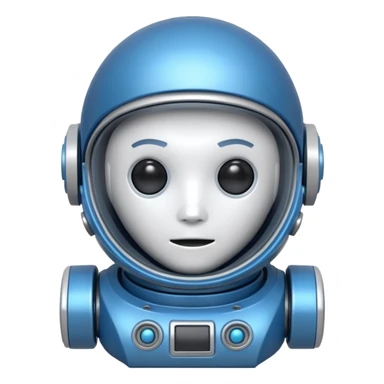 tête de robot cosmonaute bleu et blanc sticker