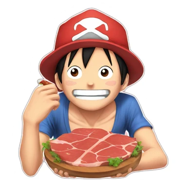 luffy eat meat sticker
