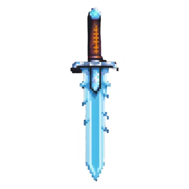 pixel art style diamond sword reminiscent of retro games sticker