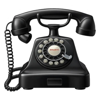 Telephone – Classic black rotary phone with cord sticker