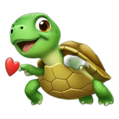 Smerking turtle with heart sticker