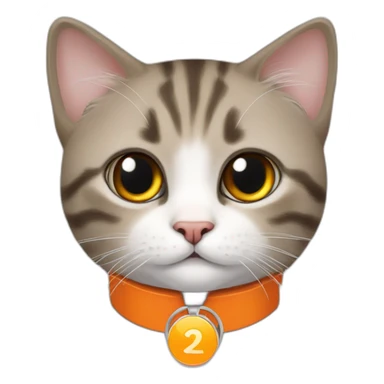 merkel cat with orange colored neckband and an airtag sticker