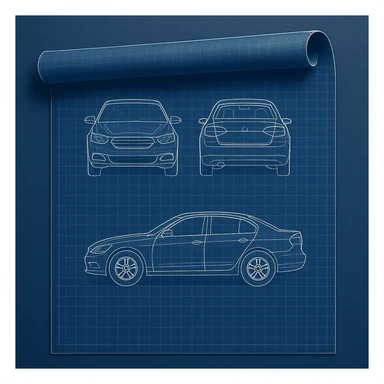 blueprint roll of a car in general style sticker