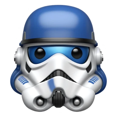 a blueberry wearing a black storm trooper helmet sticker