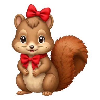 baby squirrel with a red bow sticker