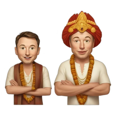 elon musk and jeff bezozs as indian babas sticker
