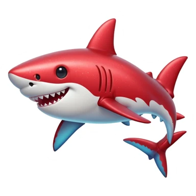 red glitter shark happy sticker