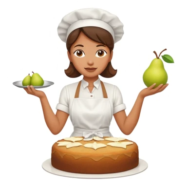 woman making pear cake sticker