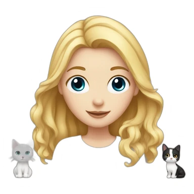 Blond white girl with 2 cats  one brown and one black sticker