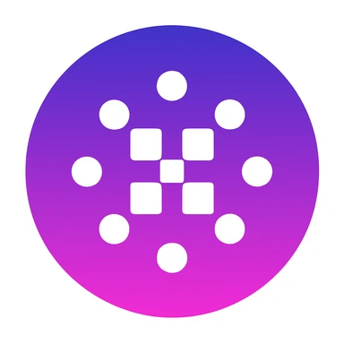 Create a clean and recognizable emoji version of the logo. Keep the circular shape, gradient background, and central geometric pattern. Make it visually simple and clear as an emoji. sticker