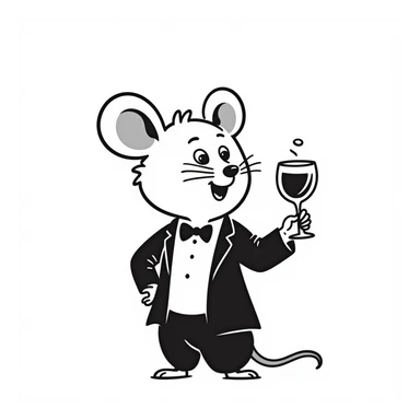 A mouse holding a glass of wine sticker