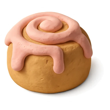 claymation style cinnamon roll with pastel colors, no background sticker