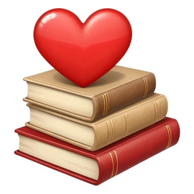 a beige stack of books with one heart sticker