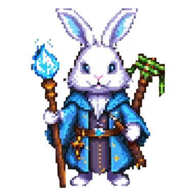rabbit wizard with magic staff sticker