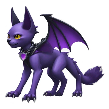 cool edgy black punk Purple nargacuga-bat-cat-animal hybrid Fakemon collar full body sticker
