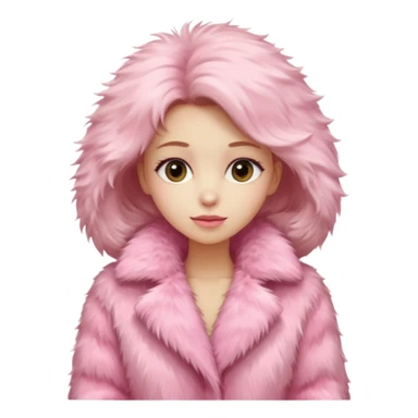 Pink fur coat female sticker