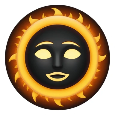 Eclipse – Dark moon covering sun, glowing corona, no face sticker