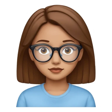 Girl with light blue and back glasses and brown hair  sticker