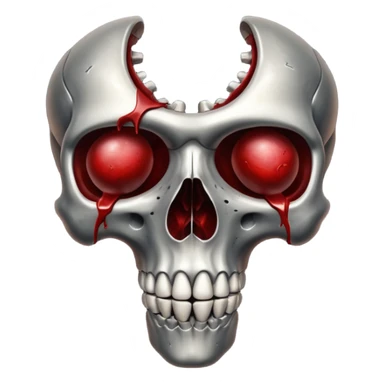 metallic anatomic bones with blood, steel texture, dark dramatic tone, minimal details sticker