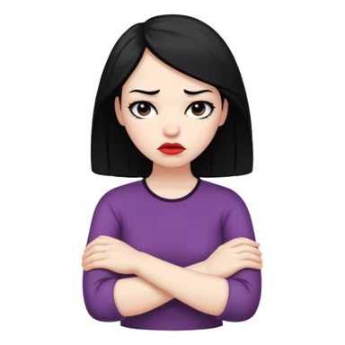 pouty/sad arms crossed emoji woman with black hair sticker