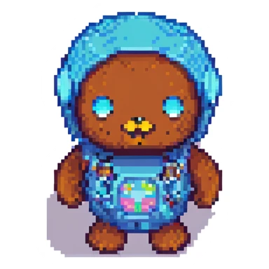 Discord mascot Clyde, small and iconic pixel art style, no text sticker