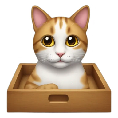 Cat in a wooden tray sticker