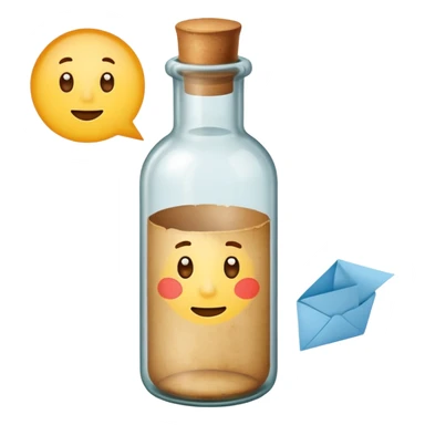 glass bottle with a paper message inside sticker