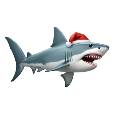Shark with a christmas hat  sticker