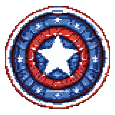 Captain America shield, bold red white and blue, iconic star in center sticker