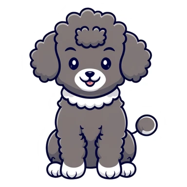 cute black french poodle with classic poodle pompoms sticker